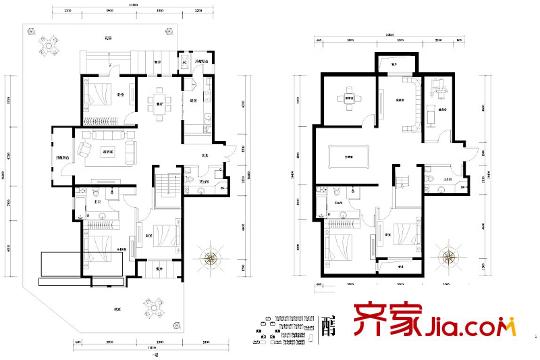 旭辉御府户型图醇平方米四季A1-1户型图 3室2厅2卫1厨