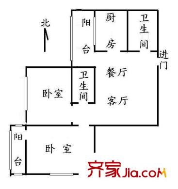 世纪村户型图户型图 2室1厅2卫1厨