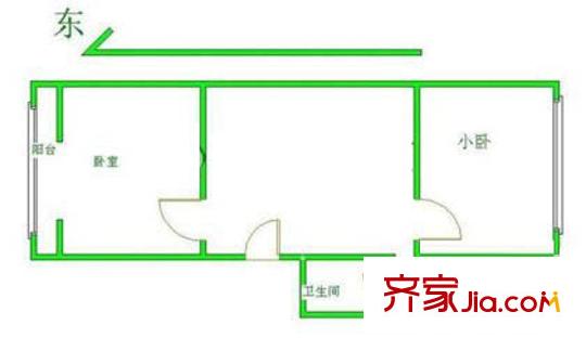 东铁营横一条户型图2室户型图 2室1厅1卫1厨