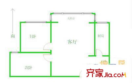 东铁营横一条户型图2室户型图 2室1厅1卫1厨