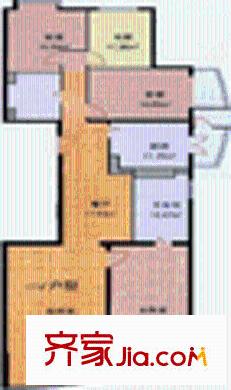 中海紫金苑户型图A户型 4室2厅2卫1厨