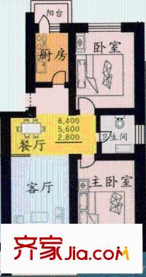 观音寺北里户型图D户型 2室2厅1卫1厨