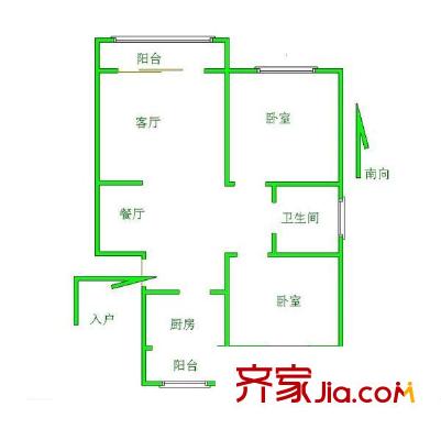 观音寺北里户型图户型图 2室2厅1卫1厨