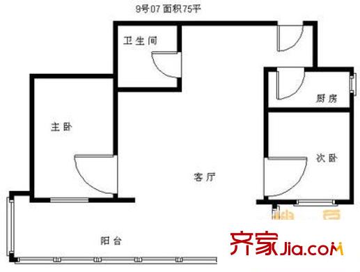 石佛营东里128号院 2室 户型图