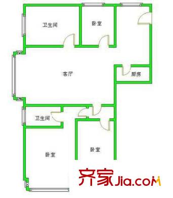 学士居户型图户型图 3室1厅2卫1厨