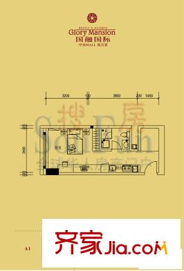 国融国际户型图A1户型 1室1厅1卫1厨