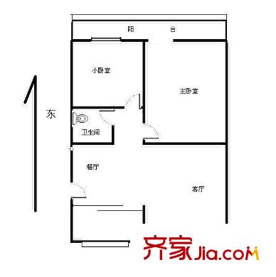 建功北里户型图户型图 2室2厅1卫1厨