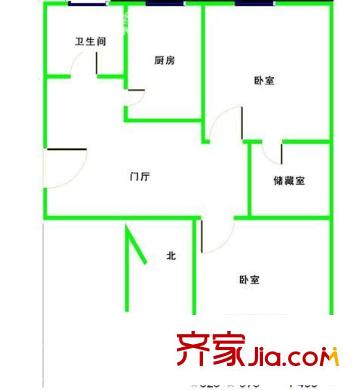 建功北里户型图户型图 2室1厅1卫1厨