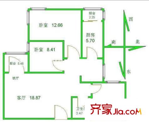 建功北里 3室 户型图