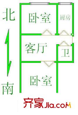 建功北里户型图户型图 2室1厅1卫1厨
