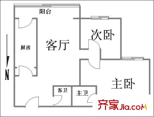 时代芳群户型图户型图 2室1厅2卫1厨