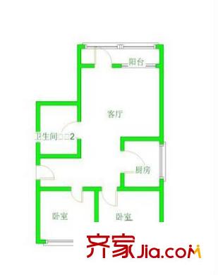 南湖渠西里户型图户型图 2室1厅1卫1厨