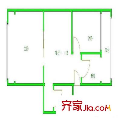富强东里 2室 户型图