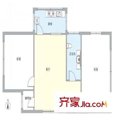 富强东里 2室 户型图
