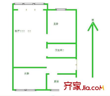 富强东里 2室 户型图