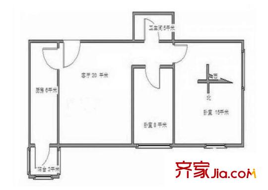 亦庄北岸 2室 户型图