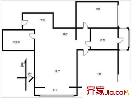亦庄北岸 2室 户型图