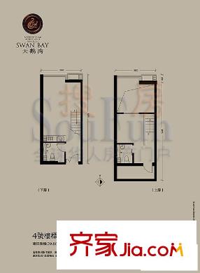 天鹅湾户型图4#标准层F-1户型