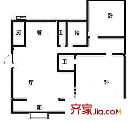 恋日嘉园一期户型图户型图 2室2厅2卫1厨