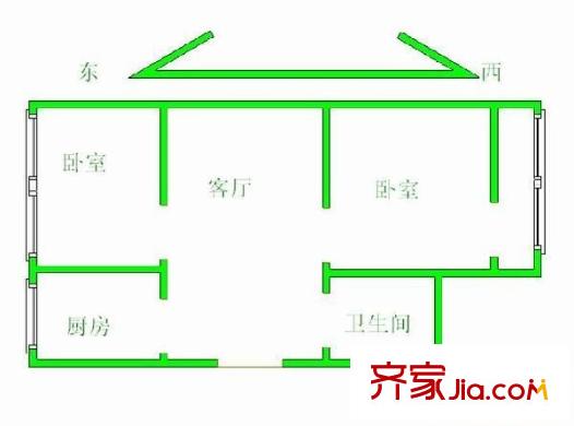 定慧西里 2室 户型图