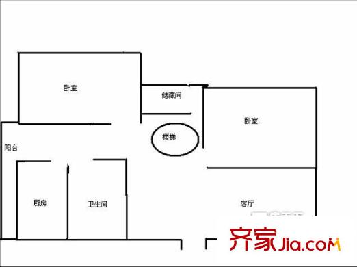富河园户型图户型图 2室1厅1卫1厨