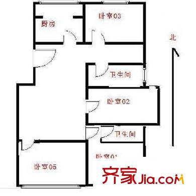 翠屏北里 4室 户型图