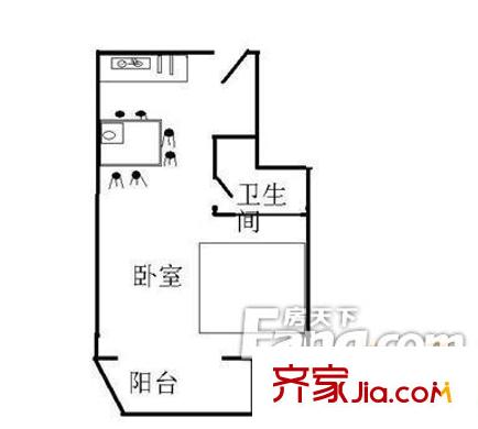 翠屏北里户型图户型图 1室1厅1卫1厨