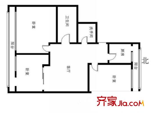 双兴南区 3室1厅 户型图