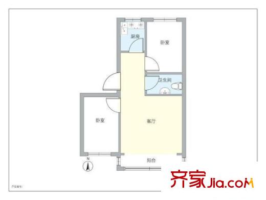 双兴南区 2室1厅 户型图
