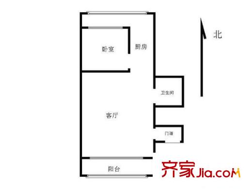 双兴南区 1室1厅 户型图