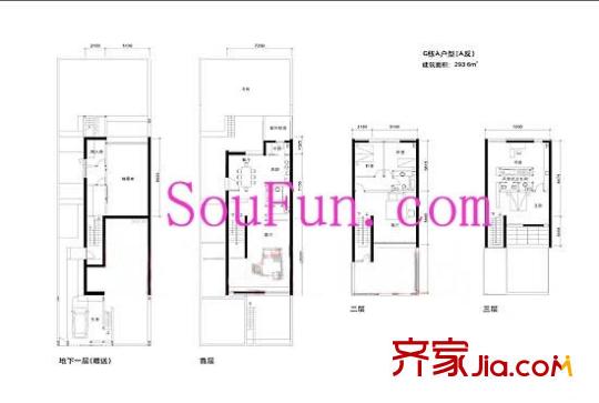 WeHouse户型图G户型 3室4厅2卫1厨