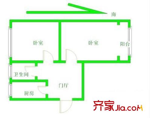 东风北里 2室 户型图