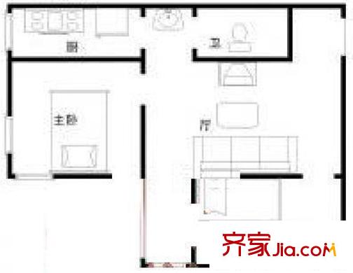 牡丹园北里户型图户型图 1室1厅1卫1厨