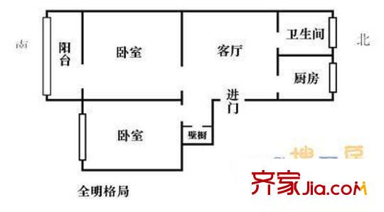 知春路82号院户型图户型图 2室1厅1卫1厨