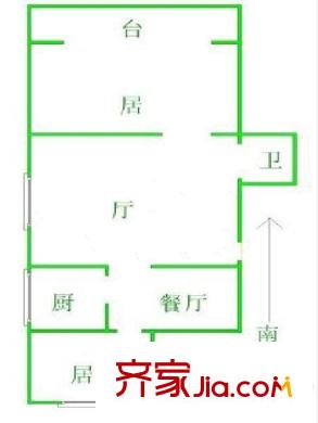 滨河花园户型图户型图 2室1厅1卫1厨