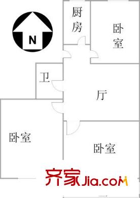 安苑北里户型图户型图 3室1厅1卫1厨
