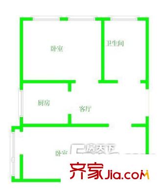 安苑北里户型图户型图 2室1厅1卫1厨