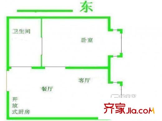 星悦国际公寓1居 户型图