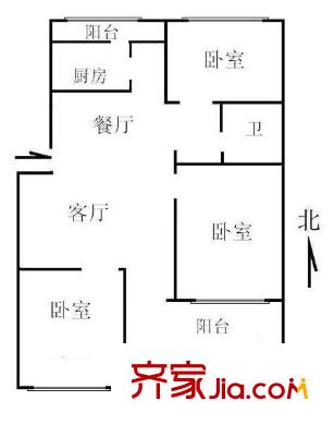 西木小区 3室 户型图