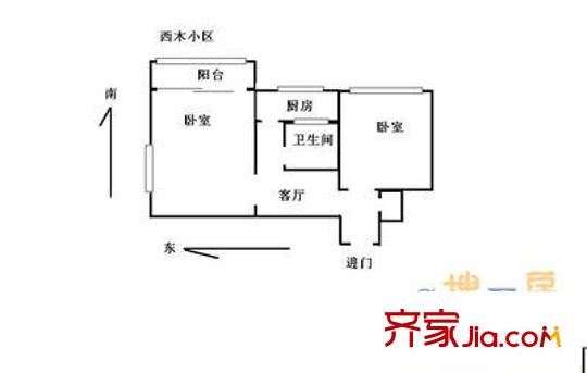 西木小区 2室 户型图