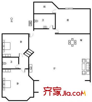 一世情园户型图户型图 3室1厅2卫1厨