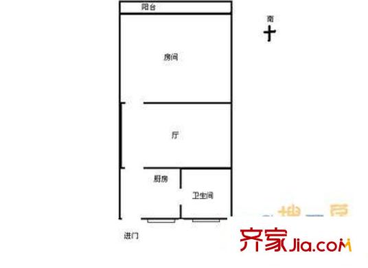 西木小区户型图户型图 1室1厅1卫1厨
