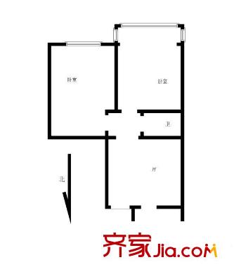 铁科院小区户型图铁科院 铁1-2-3号楼 02户型 2室1厅1卫1厨