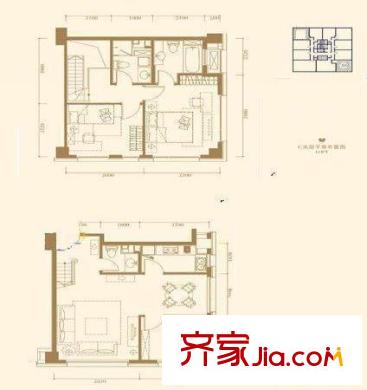 林肯公寓 2室 户型图