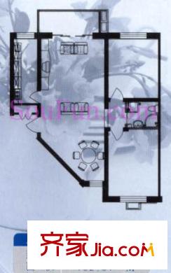 达富雅园户型图户型图 2室1厅1卫1厨