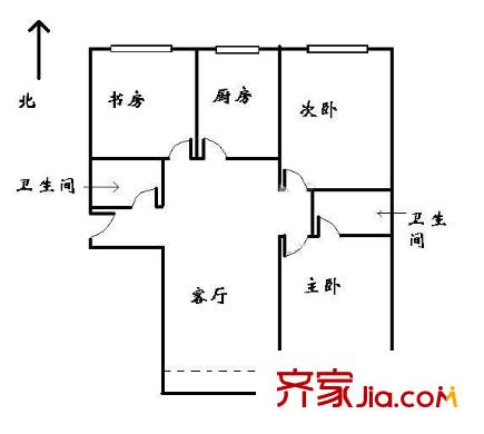 永顺西里户型图户型图 3室1厅2卫1厨