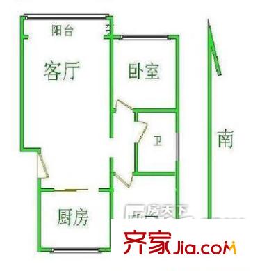 永顺西里户型图户型图 2室1厅1卫1厨