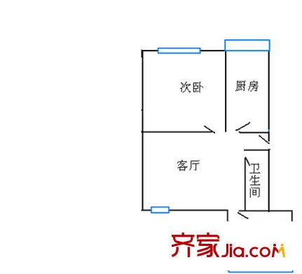 温泉镇老年人医院家属楼 2室 户型图