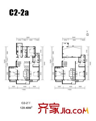 水墨林溪C2-2a户型 5室3厅3卫1厨