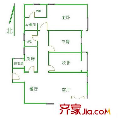 天秀花园古月园 3室 户型图